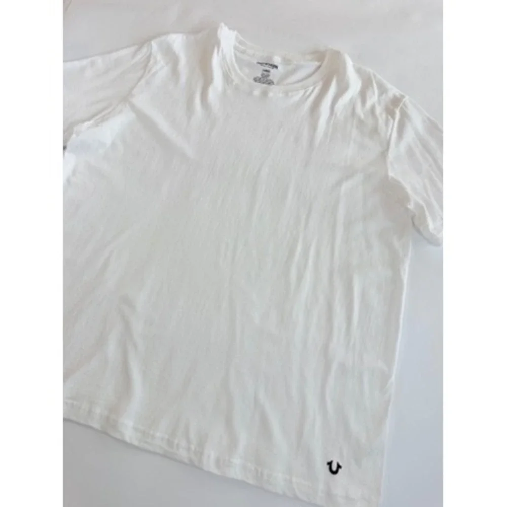 True Religion T-Shirt Mens Large White Horseshoe Logo Short Sleeve